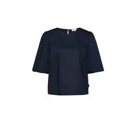 Schlupfbluse S.OLIVER, Damen, Gr. 42, blau, Web, Obermaterial: 100% Baumwolle, unifarben, lässig geschnitten hüftbedeckend, Rundhals, abgesteppte Kante, Blusen Schlupfbluse, mit weitem Hallbarm und Kn