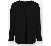 Langarmbluse HEINE, Damen, Gr. 46, schwarz, 100% Polyester, Einsatz:100% Polyester, unifarben, V-Ausschnitt, Blusen (95219454-46) schwarz