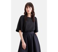 Schlupfbluse SEIDENSTICKER, Damen, Gr. S (36), schwarz, 100% Leinen, unifarben, regular fit, Rundhals, Blusen Schlupfbluse, 1/2 Rundhals Uni (60410144-36) schwarz