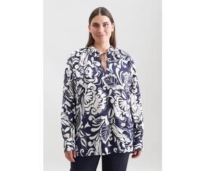 Schlupfbluse SEIDENSTICKER "Schwarze Rose", Damen, Gr. 4XL (48), dunkelblau, 86% Viskose, 14% Polyamid, gemustert, regular fit, V-Ausschnitt, Blusen Schlupfbluse, 1/1 V-Neck Druck (30325857-48) dunkel