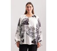Schlupfbluse SEIDENSTICKER "Schwarze Rose", Damen, Gr. 7XL (54), off, weiß, 100% Polyester, gemustert, relaxed fit, Blusen Schlupfbluse, 1/1 Druck (96590758-54)