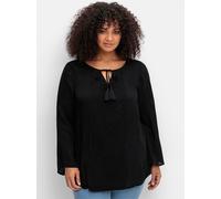 Schlupfbluse SHEEGO BY JOE BROWNS, Damen, Gr. 52, schwarz, 100% Viskose, Spitzenbesatz:100% Baumwolle, unifarben, Rundhals, Blusen Schlupfbluse (61894923-52) schwarz