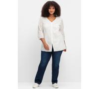 Tunika mit Lochstickerei, in leichter A-Linie, weiß, Gr.56