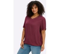 Schlupfbluse SHEEGO, Damen, Gr. 46, bordeaux, 100% Viskose, unifarben, V-Ausschnitt, Blusen Schlupfbluse (62644730-46) bordeaux
