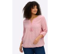 Schlupfbluse SHEEGO, Damen, Gr. 48, rosa (rosenquarz, ecru, bedruckt), 100% Viskose, geblümt, gemustert, Rundhals, Blusen Schlupfbluse (11494343-48) rosenquarz, ecru, bedruckt