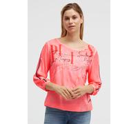 Schlupfbluse SOCCX, Damen, Gr. S, rot neon, Web, Material: 100% Viskose, regular fit normal, Rundhals, Ärmel mit Ärmelschlitz 2-Knopf-Manschette, Blusen Schlupfbluse, mit Gummizug im Saum (95522437-S)