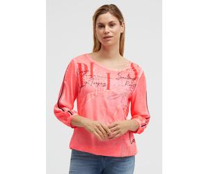 Schlupfbluse SOCCX, Damen, Gr. S, rot neon, Web, Material: 100% Viskose, regular fit normal, Rundhals, Ärmel mit Ärmelschlitz 2-Knopf-Manschette, Blusen Schlupfbluse, mit Gummizug im Saum (95522437-S)