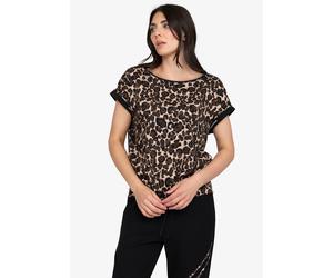 Schlupfbluse SPORTALM KITZBÜHEL, Damen, Gr. 38, beige braun schwarz gemustert, Web, Obermaterial: 97% Viskose, 3% Elasthan, gemustert, mehrfarbig, regular fit hüftlang, Rundhals, angeschnitten angeset