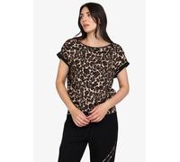 Schlupfbluse SPORTALM KITZBÜHEL, Damen, Gr. 44, beige braun schwarz gemustert, Web, Obermaterial: 97% Viskose, 3% Elasthan, animal-print, gemustert, mehrfarbig, regular fit hüftlang, Rundhals, angesch