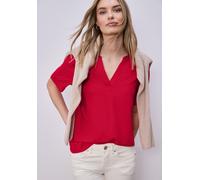 Schlupfbluse STREET ONE, Damen, Gr. 38, salsa rot, Web, Obermaterial: 100% Viskose, figurumspielend hüftbedeckend, V-Ausschnitt, Aufschlag, Blusen Schlupfbluse, Leicht abgerundeter Saum, Ärmelaufschla