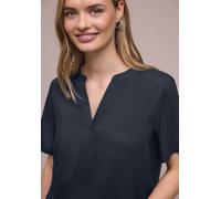 Street One Schlupfbluse Kurzarm V-Ausschnitt 100% Viskose mit Aufschlag Damen Gr. 38 shadowed navy
