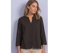 Schlupfbluse STREET ONE, Damen, Gr. 42, schwarz (schwarz coffee), Web, Obermaterial: 100% Viskose, unifarben, lässig geschnitten hüftbedeckend, V-Ausschnitt, abgesteppte Kante, Blusen Schlupfbluse, 3/