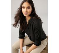 Schlupfbluse TAMARIS, Damen, Gr. 36, schwarz, Web, Obermaterial: 100% Viskose, unifarben, lässig geschnitten Po-bedeckend, 1-Knopf-Manschette krempelbar, Blusen Schlupfbluse, mit Krempelärmeln und Tas