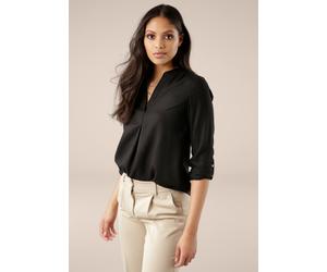 Schlupfbluse TAMARIS "mit lockerem Schnitt, aus fließender Viskose-Qualität", Damen, Gr. 36, schwarz, Web, Obermaterial: 100% Viskose, unifarben, lässig geschnitten Po-bedeckend, 1-Knopf-Manschette kr