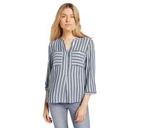 Schlupfbluse TOM TAILOR, Damen, Gr. 40, blau (sanftes weiß navy gestreift), Web, Obermaterial: 100% Viskose, figurumspielend hüftbedeckend, Serafino, 1-Knopf-Manschette, Blusen Schlupfbluse, mit verde