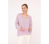 Zwillingsherz Bluse, Langarm, Damen Shirt bunt Boho Muster (DE/NL/SE/PL, Alphanumerisch, L, XL, Regular, Regular, Mittelpink)
