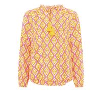 Schlupfbluse ZWILLINGSHERZ ""Ovale Ranken"", Damen, Gr. SM (S/M), orange (mittelorange), Obermaterial: 100% Viskose, gemustert, loose fit hüftlang, Serafino, Blusen Schlupfbluse, Bindeband mit Tasseln