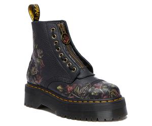 Schlupfboots DR. MARTENS "Sinclair Decayed Roses Tumbled Nappa Leder Stiefel", Damen, Gr. 40, schwarz, Leder, geblümt, Schuhe Schlupfboots, Plateauboots, Chunky Boot mit abnehmbarem Reißverschluss (89