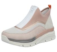 Schlupfboots RIEKER, Damen, Gr. 38, beige (beige kombiniert), Nubuklederimitat, Textil, Schuhe Schlupfboots, Keilabsatz, Freizeitschuh, High Top-Sneaker, Reißverschluss (21744314-38) beige kombiniert