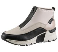Schlupfboots RIEKER, Damen, Gr. 39, beige (creme, schwarz), Lacklederimitat, Lederimitat, Textil, Schuhe Schlupfboots, Stiefelette, High Top Sneaker mit Reißverschluss auf der Vorderseite, Topseller (