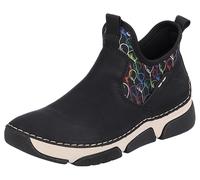 Schlupfboots RIEKER, Damen, Gr. 40, schwarz, Synthetik, Textil, Schuhe Schlupfboots, mit buntem Aufdruck (47528158-40) schwarz