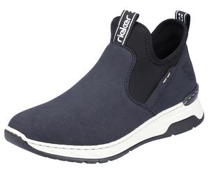 Schlupfboots RIEKER, Damen, Gr. 42, blau (dunkelblau, kombiniert), Lederimitat, Textil, Schuhe Schlupfboots, mit Stretcheinstieg (19699611-42) dunkelblau, kombiniert