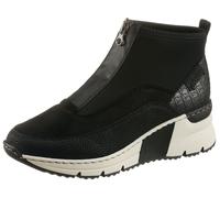 Schlupfboots RIEKER, Damen, Gr. 42, schwarz, Nubuklederimitat, Textil, Reptilienprägung, Veloursleder, Schuhe Schlupfboots, Stiefelette, High Top Sneaker mit Reißverschluss auf der Vorderseite (477652