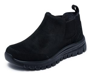Schlupfboots SKECHERS "GRACEFUL", Damen, Gr. 35, schwarz, Veloursleder, unifarben, Schuhe Schlupfboots, Winterboots mit Air-Cooled Memory Foam Komfort-Innensohle (86237666-35) schwarz