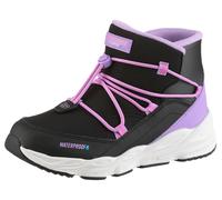Schlupfboots SKECHERS "TURBO TREAD", Mädchen, Gr. 27, schwarz (schwarz, multi), Lederimitat, Textil, kontrastfarbene Details, Schuhe Schlupfboots, Winterboots mit Gummizug, Größenschablone zum Downloa
