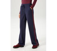 Schlupfhose ANISTON CASUAL, Damen, Gr. 36, N-Gr, bunt (marine, bordeaux), Jersey, Obermaterial: 95% Polyester, 5% Elasthan, unifarben mit Farbeinsatz, figurumspielend lang, Hosen Schlupfhose, mit tren