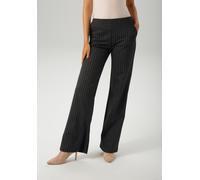 Schlupfhose ANISTON CASUAL, Damen, Gr. 38, N-Gr, grau (anthrazit, meliert, hellgrau), Jersey, Obermaterial: 75% Polyester, 20% Viskose, 5% Elasthan, Jacquardmuster, Nadelstreifen, gemustert, figurumsp