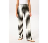 Schlupfhose ANISTON CASUAL, Damen, Gr. 38, N-Gr, schwarz-weiß (wollweiß, schwarz), Strick, Obermaterial: 51% Viskose, 44% Polyester, 5% Elasthan, geringelt, gestreift, figurumspielend lang, Hosen Schl
