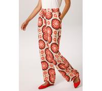 Schlupfhose ANISTON CASUAL, Damen, Gr. 38, N-Gr, wollweiß, rot, schwarz, rosa, khaki, Web, Obermaterial: 100% Viskose, bedruckt, gemustert, weit lang, Hosen Schlupfhose, mit fantasievollem Mandela-Dru