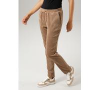 Schlupfhose ANISTON CASUAL, Damen, Gr. 40, N-Gr, braun (camelfarben), Cord, Obermaterial: 88% Polyester, 10% Polyamid, 2% Elasthan, Strukturmuster, leicht glänzend, unifarben, figurumspielend knöchelf