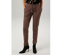 Schlupfhose ANISTON CASUAL, Damen, Gr. 40, N-Gr, braun (dunkelbraun, taupe, braun, silberfarben), Jersey, Obermaterial: 70% Viskose, 17% metallisierte Fasern, 10% Polyester, 3% Elasthan, Glitzermuster