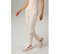 Schlupfhose ANISTON CASUAL, Damen, Gr. 40, N-Gr, weiß (wollweiß), Cord, Obermaterial: 88% Polyester, 10% Polyamid, 2% Elasthan, Strukturmuster, leicht glänzend, unifarben, figurumspielend knöchelfrei,