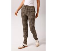 Schlupfhose ANISTON CASUAL, Damen, Gr. 42, N-Gr, beige, braun, schwarz, Jersey, Obermaterial: 62% Polyester, 33% Viskose, 5% Elasthan, kariert, figurumspielend knöchelfrei, Hosen Schlupfhose, im farbh