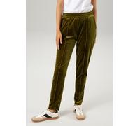 Schlupfhose ANISTON CASUAL, Damen, Gr. 42, N-Gr, grün, Samt, Obermaterial: 90% Polyester, 10% Elasthan, glänzend, unifarben, figurumspielend knöchelfrei, Hosen Schlupfhose, aus edlem, glänzenden Samt
