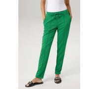Schlupfhose ANISTON CASUAL, Damen, Gr. 42, N-Gr, grün (smaragd), Jersey, Obermaterial: 95% Polyester, 5% Elasthan, Strukturmuster, unifarben, figurumspielend lang, Hosen Schlupfhose, in strukturierter