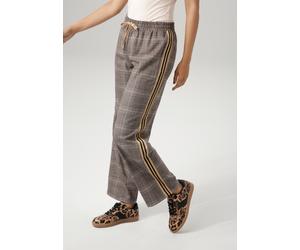 Schlupfhose ANISTON CASUAL, Damen, Gr. 42, N-Gr, schwarz (dunkelbraun, hellbeige, rost, beige, schwarz), Web, Obermaterial: 58% Polyester, 40% Viskose, 2% Elasthan, gestreift, kariert, figurumspielend