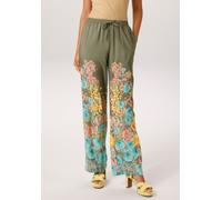 Schlupfhose ANISTON CASUAL, Damen, Gr. 44, N-Gr, bunt (khaki, türkis, gelb, orange, rosa, grün, pink), Crêpe, Obermaterial: 100% Polyester, bedruckt, geblümt, weit lang, Hosen Schlupfhose, mit farbenf