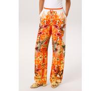 Schlupfhose ANISTON CASUAL, Damen, Gr. 44, N-Gr, orange (wollweiß, orange, gelb, rot, rosa, khaki, braun, grün), Web, Obermaterial: 100% Viskose, bedruckt, figurumspielend bodenlang, Hosen Schlupfhose