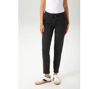 Schlupfhose ANISTON CASUAL, Damen, Gr. 44, N-Gr, schwarz (schwarz, grau), Jersey, Obermaterial: 49% Polyester, 47% Baumwolle, 4% Elasthan, Fischgratmuster, Jacquardmuster, figurumspielend knöchelfrei,