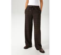 Schlupfhose ANISTON CASUAL, Damen, Gr. 46, N-Gr, dunkelbraun, schwarz, wollweiß, ocker, Web, Obermaterial: 100% Polyester, Jacquardmuster, aufgeraut, kariert, figurumspielend lang, Hosen Schlupfhose,
