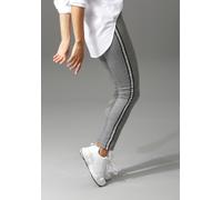 Schlupfhose ANISTON CASUAL, Damen, Gr. 46, N-Gr, grau (schwarz, weiß, kariert, silberfarben), Sweatware, Obermaterial: 65% Polyester, 30% Viskose, 5% Elasthan, Glitzerstreifen, kariert, sehr figurbeto