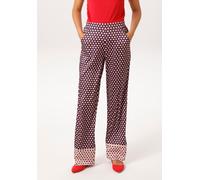 Schlupfhose ANISTON CASUAL, Damen, Gr. 48, N-Gr, bunt (marine, wollweiß, rot, hellblau), Satin, Obermaterial: 100% Polyester, bedruckt, gemustert, figurumspielend lang, Hosen Schlupfhose, mit gekonter