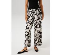 Schlupfhose ANISTON CASUAL, Damen, Gr. 48, N-Gr, schwarz-weiß (wollweiß, schwarz), Web, Obermaterial: 84% Viskose, 16% Leinen, Leinenoptik, bedruckt, figurumspielend knöchellang, Hosen Schlupfhose, mi