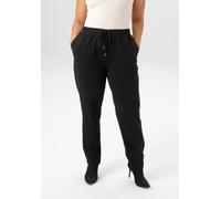 Schlupfhose ANISTON PLUS, Damen, Gr. 50, N-Gr, schwarz, Jersey, Obermaterial: 95% Baumwolle, 5% Elasthan, unifarben, figurumspielend lang, Hosen Schlupfhose, aus weicher Jersey-Qualität (40659142-50)