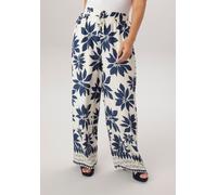 Schlupfhose ANISTON PLUS, Damen, Gr. 52, N-Gr, blau (weiß, marine), Web, Obermaterial: 100% Viskose, bedruckt, gemustert, figurumspielend knöchellang, Hosen Schlupfhose, mit großflächigen Blättern bed