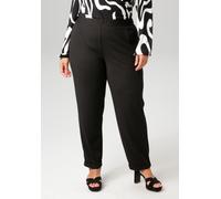 Schlupfhose ANISTON PLUS, Damen, Gr. 52, N-Gr, schwarz, Crêpe, Obermaterial: 95% Polyester, 5% Elasthan, unifarben, lässig geschnitten knöchelfrei, Hosen Schlupfhose, aus elastischer Scuba-Crepé-Quali